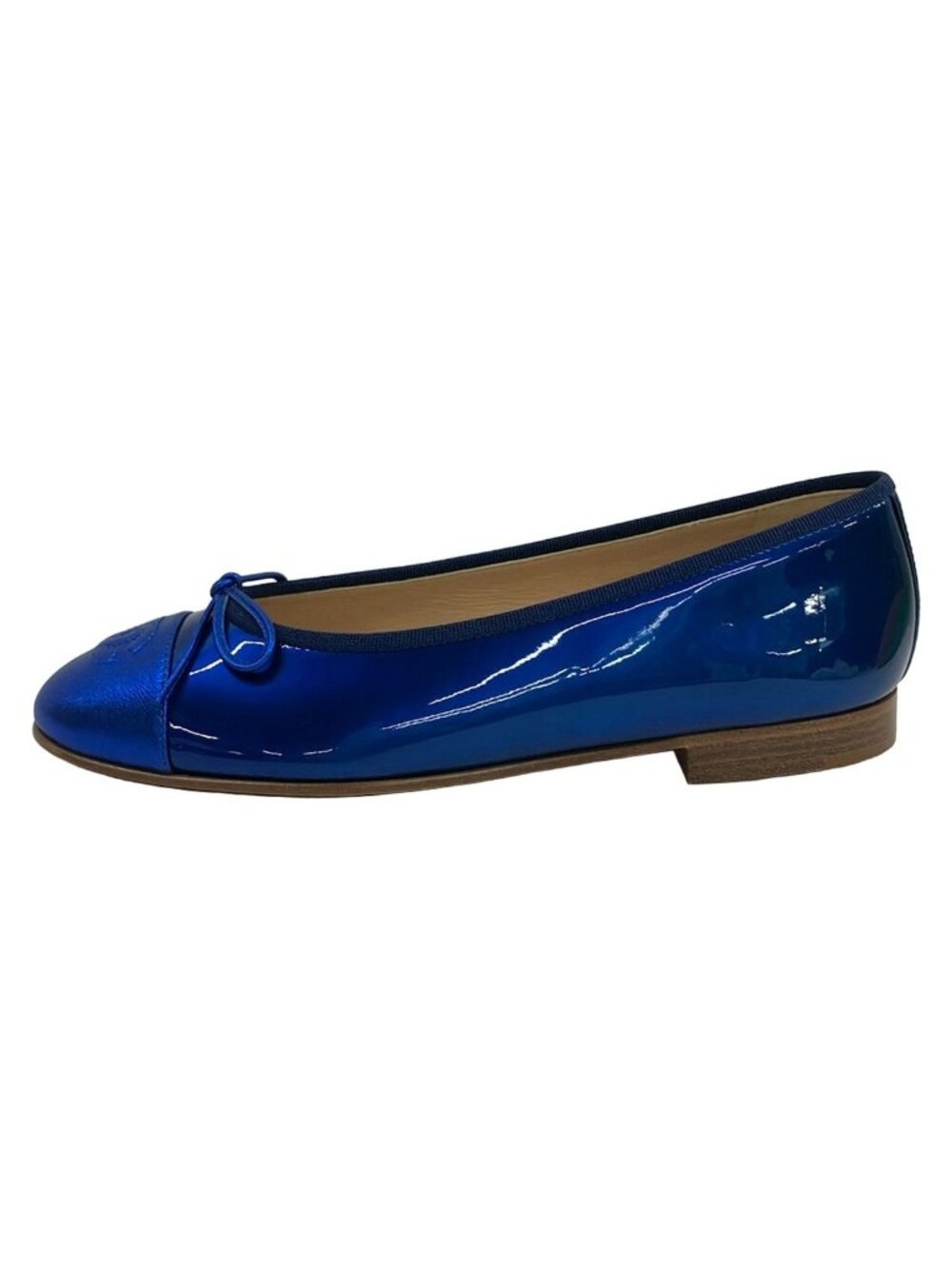 Chanel Flat Shoes 37 C Blue CC Logo Leather